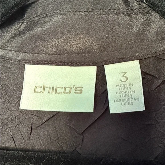 Chico's Black Long-Sleeve Button Front Blouse - Picture 2 of 7